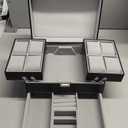 Dajasan Watch Box, Watch Case for Men, 8 Slot Watch Display Case, 3 Layers Large Sunglass Storage Organizer for Watch, Ring, Jewelry, Gift Idea, PU Leather (Black)