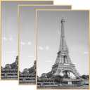 upsimples 24x36 Poster Frame Natural 3 Pack, Scratch-Proof Picture Frames 24 x 36 for Photo Gallery - Slide-In Strips, Horizontal or Vertical Wall Mounting