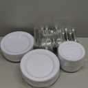 I00000 600pcs Silver Dinnerware Set for 100 Guests, Silver Plastic Plates Plastic Silverware Set of 100 Dinner Plates, 100 Salad Plates, 200 Forks, 100 Spoons,100 Knives for Party & Wedding