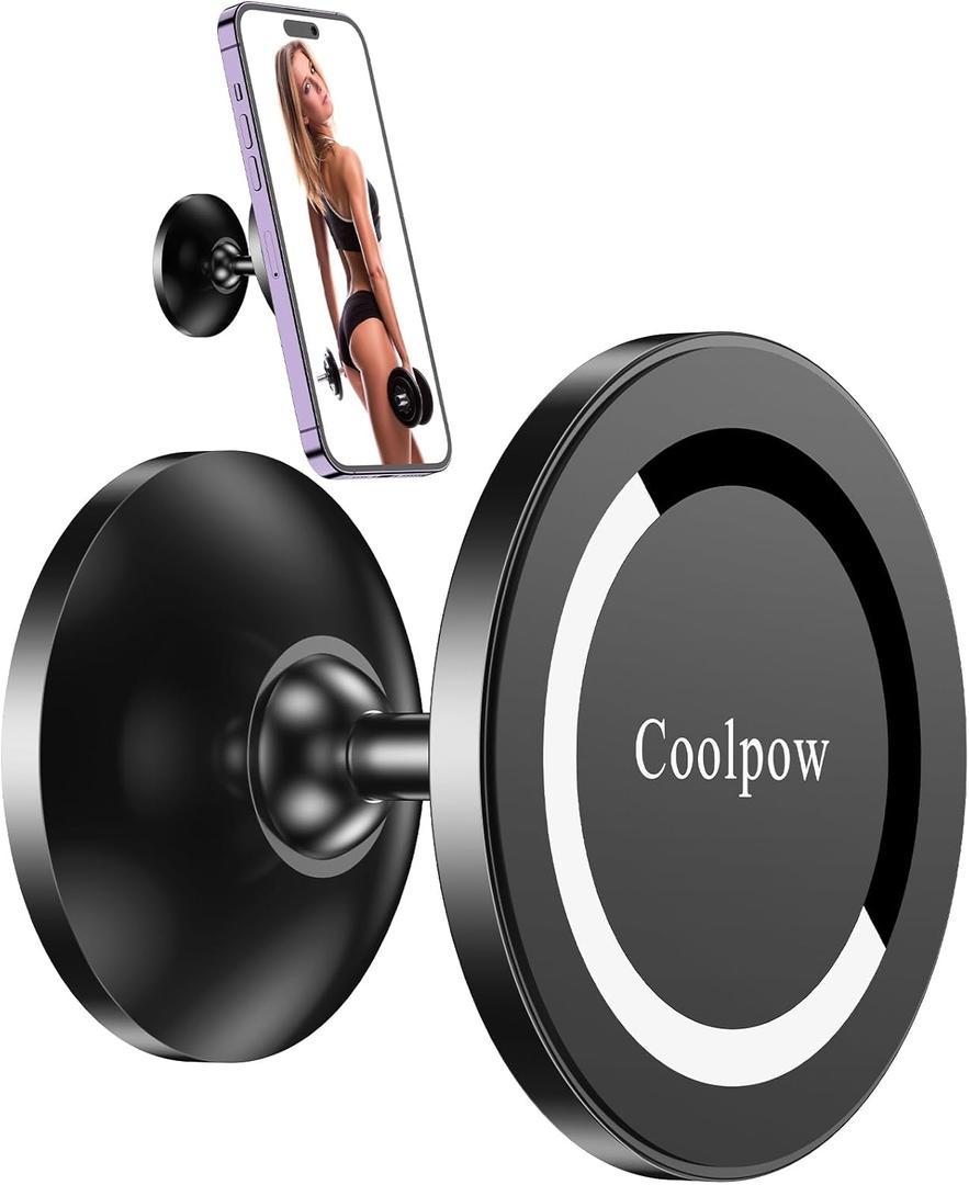Gym Magnetic Phone Holder Mount for MagSafeAll MetalDual Magnetic Phone Holder for Gym Accessories Attach to Metal Surface, Gym Phone Holder Magnet for iPhone 16 15 14 13 Pro Max Gift for Men Women