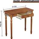 32 Inch Mid Century Modern Desk - Rubber Wood Desk with Drawers, Vintage Narrow Desks with 2 Hooks, Small Writing Desks for Small Spaces, Bedroom, Living Room & Office, Walnut Color, 31.5 in W x 15.7 in D