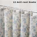 WOUVMA Blue Shower Curtain Floral Cotton Linen Cottagecore Shower Curtain for Bathroom 78" L x 72" W Long