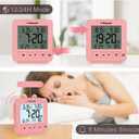 Geevon Smart Night Light Small Digital Alarm Clock with 2 Increasing Beep Alarm, Indoor Temperature, Battery Operated Travel Clock for Bedroom, Bedside, Desk(Pink)