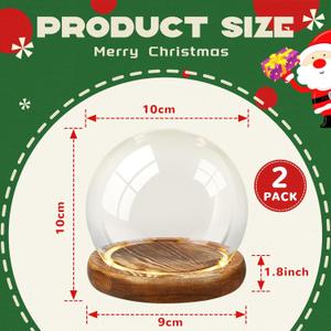 Funtery 1 Pcs 3.54 x 5 in Christmas DIY Clear Glass Dome Keepsake Globe Display Case with Light Wood Base Decorative Snow Globe Kit Plant Terrarium Decor for Women Craft Tabletop Gift (Classic)