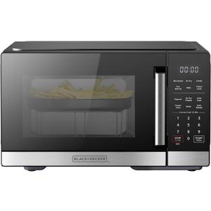 BLACK+DECKER 5-in-1 Microwave Oven with Air Fry, Combi, Bake, Roast, and Convection Cooking, 0.9 cu. ft. Countertop Microwave, Stainless Steel, 900 Watts, Child-Lock, ES9P032NA