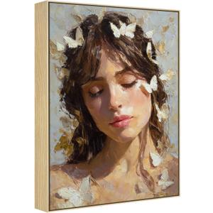 Floater Frame for 16x20 Canvas Paintings, DIY Metal Floating Frames with 1.5" Deep for Art Show Exhibition Home Office Gallery Wall Decor, Abstract Artwork for Modern Farmhouse Room (Natural)