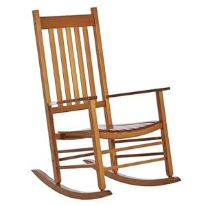 Outsunny Outdoor Rocking Chair, Patio Wooden Rocking Chair with Smooth Armrests, High Back for Garden, Balcony, Porch, Supports Up to 353 lbs, Black (1 Pack)