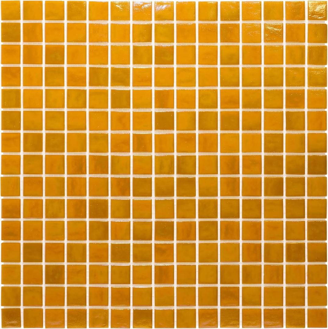 URBN Contemporary Golden Caramel Yellow Iridescent Glass Mosaic Tile for Indoor and Outdoor - Single Sheet (13 inches x 13 inches, 1.15 SQ FT)