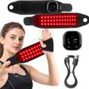 Red Light Therapy Wrist Wrap, 36 LEDs with Soothing Heat, Rechargeable Therapy Device for Joint & Muscle Comfort, Black Support Brace with Black Edging