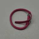 Rolled Leather Dog Collar Soft Round Collars, ID Tag for Small Medium Large Dogs(19-22 inch, Pink) (Pink & Silver Buckle)