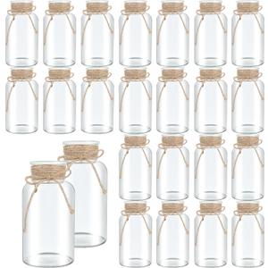 Vintage Glass Flower Vase, Farmhouse Glass Centerpiece Vases Mason Jars for Weddings, Parties & Home Decor Bulk (24, Transparent)