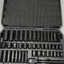 3/8'' Drive Impact Socket Set - 50-Piece Shallow & Deep Socket Set Metric and Standard Full with Universal Joint, Extension Bar, 1/2 to 3/8 Reducer, Hex Shank Socket Adapter, Ratchet Handle
