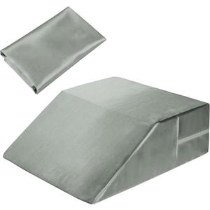 HOMBYS Satin Wedge Pillow Cover Leg Elevation Pillowcase -Silky & Smooth Bed Wedge Replacement Case with Zipper, Removable & Machine Washable(Cover Only), Grey (24.4"x21.5"x8.5")
