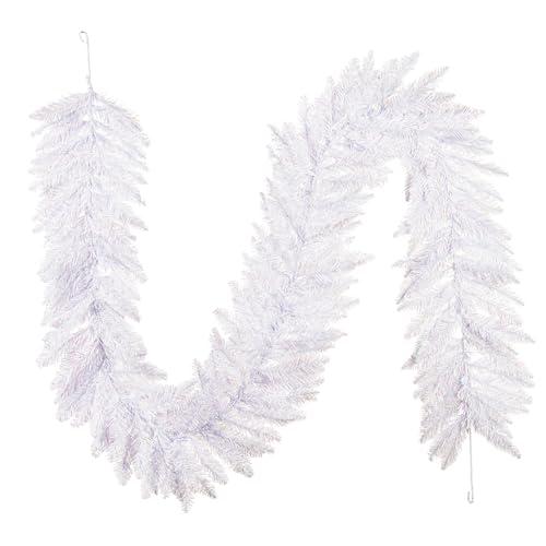  Vickerman 9' x 14" Sparkle White Spruce Artificial Christmas Garland - Unlit - Traditional White Flocked Garland - Reliable and Durable - Garland for Staircase or Mantle : Home & Kitchen