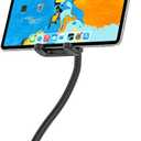 Gooseneck Tablet Holder with Flexible Long Arm, Anti-Slip iPad Clamp Mount for Treadmill/Spin Bike/Stroller/Wheelchair/Elliptical/Boat/Mic Stand/Peloton/Indoor Cycle, Fits 4-13" Device