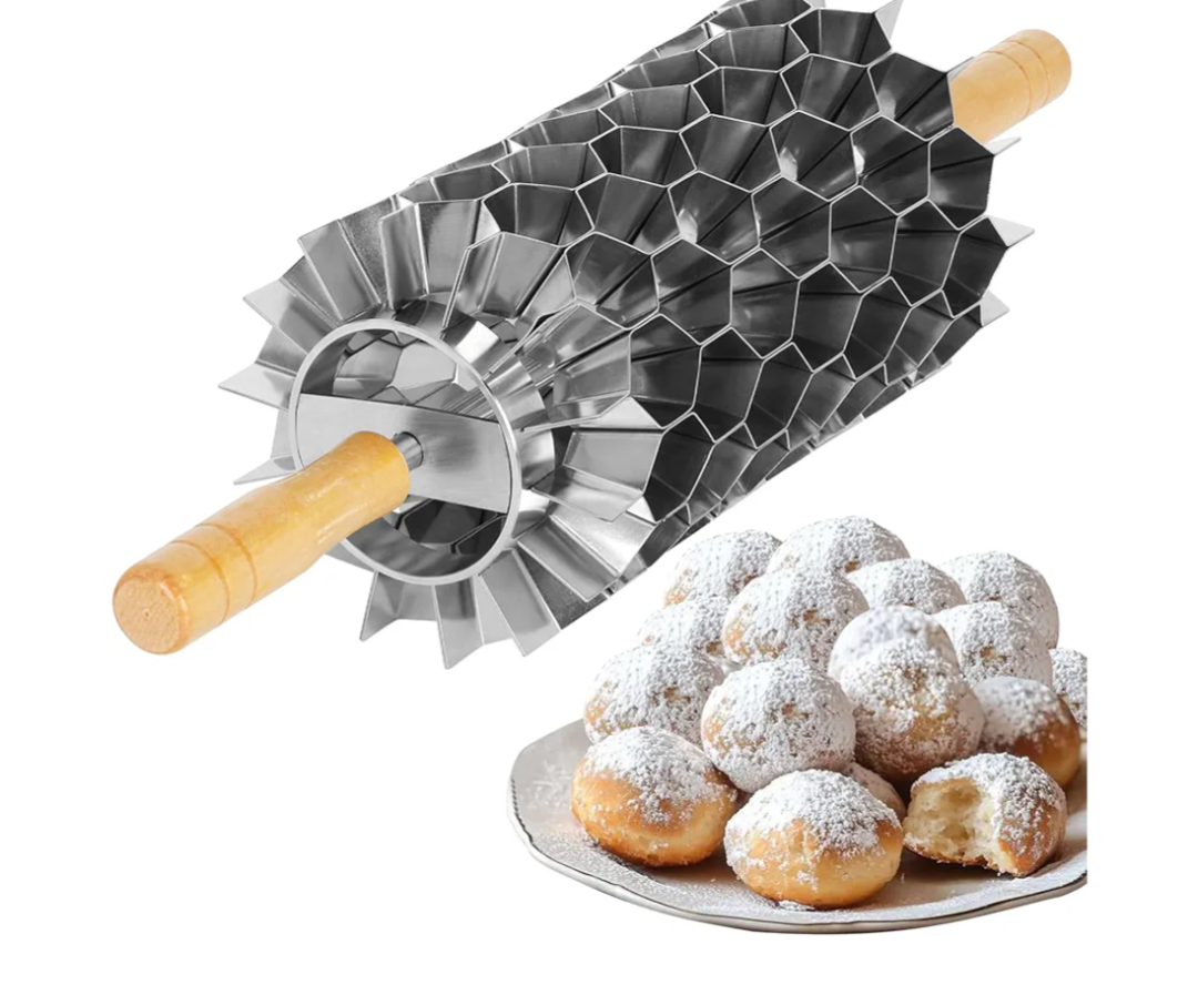 Stainless Steel Hexagonal Doughnut Holes Cutting Machine, Capable of Cutting 98 Circular Holes in One Rotation, Donut Hole Cutter with an Outer Diameter of 8" x 5" - Cutting Sizes 1-3/16