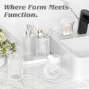 BSSN Glass Bathroom Accessories 5 Pcs, Clear Bathroom Set, Soap Dispenser, Toothbrush Holder Set, Tumber, Qtip Holder Set, Vintage Bathroom Sink Set, Cute Bathroom Decor