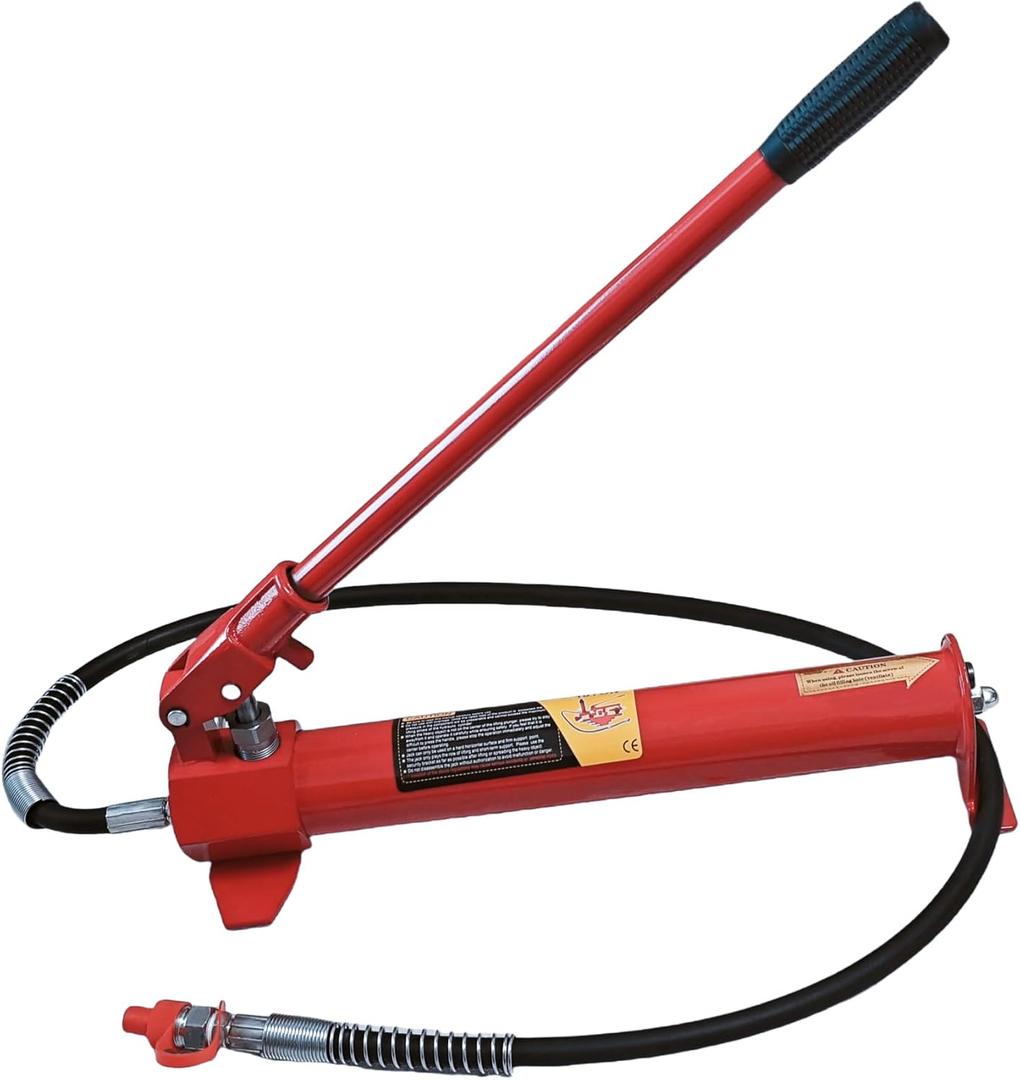 10 Ton Floor Jack Hydraulic Pump Ram Porta Power Kit Replacement Car Auto Body Frame Repair Tools with Long Handle 22000lbs Red