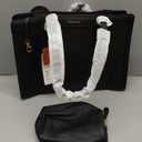 LOVEVOOK Laptop Bag for Women 15.6 inch Lightweight PU Laptop Tote Bag, Large Capacity Computer bag with Clutch Purse for Business, Work, Office, Travel, School,Casual(Black & Leather)