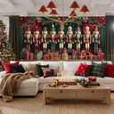 HOMETITUTE Christmas Garage Door Banner 13x6ft Nutcracker Holiday Decoration with Red Green Curtains Gift Boxes for Outdoor Xmas Party Wall Display Photo Backdrop House