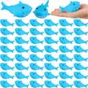 25 Pcs Rubber Sharks for Kids, Blue Shark Bath Toys Cute Floating Squeaky Mini Rubber Sharks for Shower, Classroom Carnival Prizes, Cake Decoration