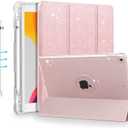 Case for iPad 9th/8th Generation (10.2 Inch, 2021/2020 Model) - Slim Folio Smart Glitter Sparkly Shiny Clear Shockproof Protective Cover (1-Rose Gold)