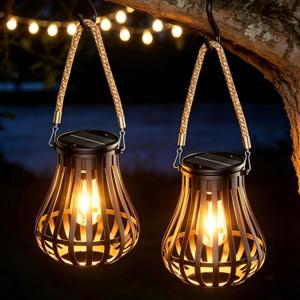 2 Pack Solar Lanterns Outdoor Waterproof - Hanging Solar Powered Lights, Adjustable Color Temperature Lanterns Lights for Garden Patio Yard Table Wall Pathway Decor, Gifts for Women Mom Family