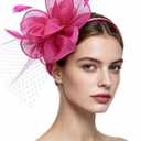 SAFERIN Women's Fascinators Feathers Tea Party Hat Veil Headband with Hair Clip for Cocktail Church