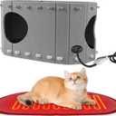 Large Heated Cat House for Indoor Outdoor Cats,with Timer & Temp Adjustable Pet Heating Pad Bed Included,Foldable Dog House23 * 12 * 13inch (grey)