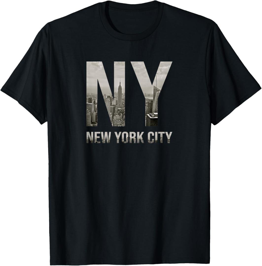 NYC Skylines New York City That Never Sleeps Gift T-Shirt (Small, Black)