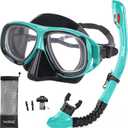 Nearsighted Snorkel Gear, Nearsighted Dry Snorkel Mask Set for Adult Youth, Nearsighted Anti Fog Diving Mask with Detachable Camera Mount & Adjustable Strap for Scuba Diving, Snorkeling, Freediving (-6)