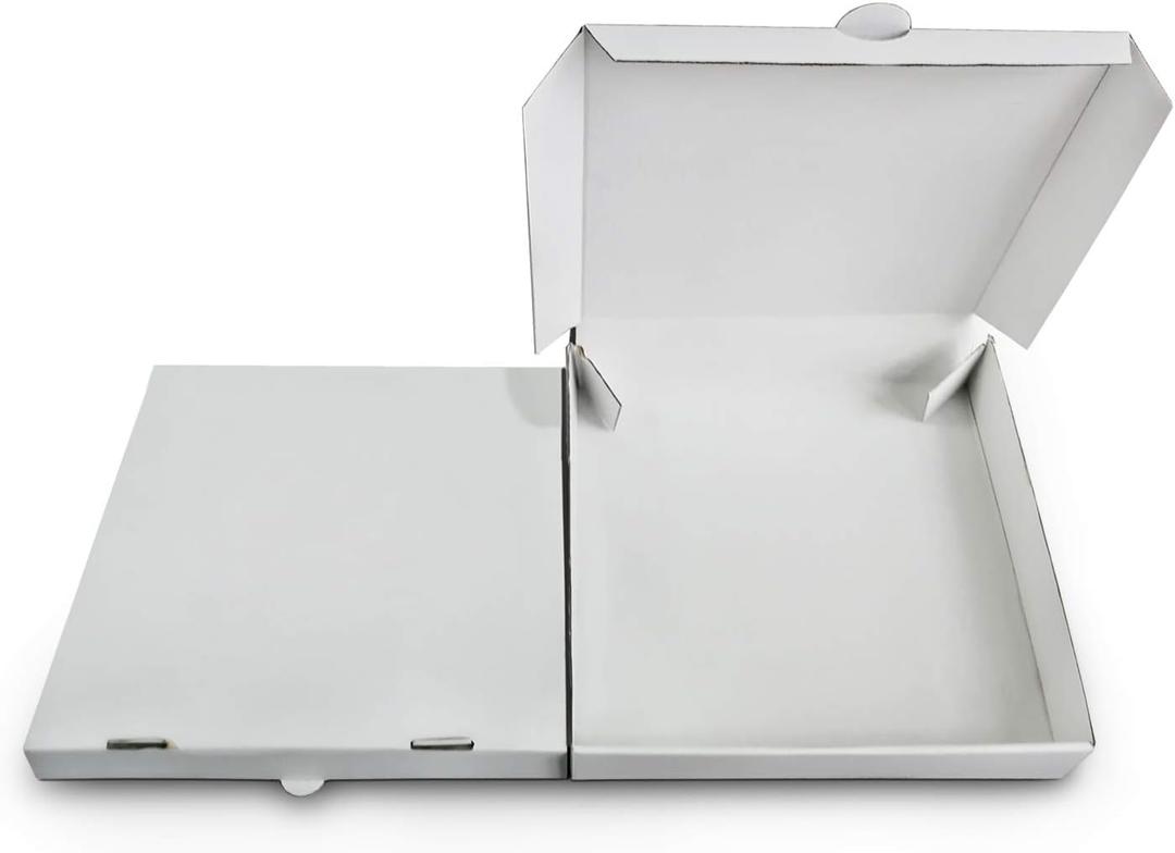12" Premium White Corrugated Pizza Boxes Take Out Containers, DIY Decoration for Gift Box by SAI (10 Pack) (12" Length x 12" Width x 1.8" Depth)