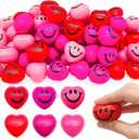 30 Pieces Heart Stress Relief Balls,3 Colors Mini Heart Balls,Smile Funny Face Foam Balls for Valentine Day,School Carnival Reward,Party Gift Bag Fillers