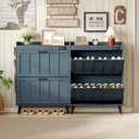 ChooChoo Shoe Storage Cabinet with 2 Flip Drawers, Deodorizing Shoe Organizer Storage for Entryway, Freestanding Hidden Slim Narrow Shoe Rack Cabinet, Blue