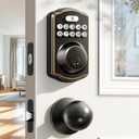 Veise Keyless Entry Door Lock with 2 Knobs, Electronic Backlit Keypad Deadbolt with Handle Set, Auto Lock, One-time Codes, Smart Deadbolt for Front Door, Easy Installation, Oil-Rubbed Bronze