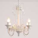 K9 Crystal Mini French Country Chandelier 4 Lights Candle White Chandelier Light Fixtuer for Dining Living Room Bedroom,Girl Room,E12,W18.3 X H17.9