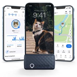 Tractive Smart Cat GPS Tracker | Real-Time Location & Wellness Monitoring for Cats 6.5 lbs+ | Territory & Location History | Up to 5-Day Battery | Breakaway Collar Included (Dark Blue)