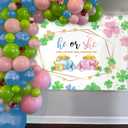 AIBIIN 7x5ft St. Patrick's Day Gender Reveal Banner Shamrock Four Leaf Clovers Baby Shower Photography Background He or She Boy or Girl Cake Smash Decorations Pots of Gold Pastel Photo Studio Props