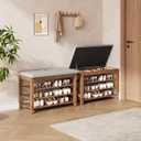 Solid Wood Shoe Bench with Storage, Flip-Top Soft-Close Lid, Adjustable Shelves, Cushioned Entryway Shoe Rack Organizer, 31.5