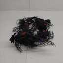 RECUTMS Black Flower Garland Decorations with 2pcs Purple Lights Strings Artificial Flowers Garlands for Silk Halloween Rose Vines Plastic Table Party Mantle Porch