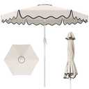 AreShark 9FT Outdoor Patio Umbrella with Wavy Trim (White)