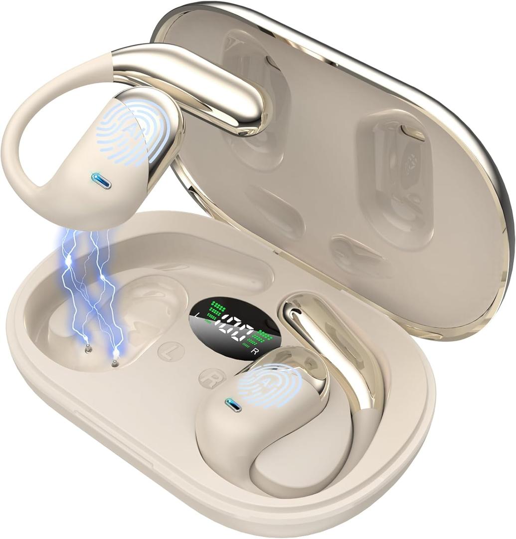 AI Translation Earbuds Real Time - Audifonos Traductores Ingls Espaol, 3-in-1 Translator Device, Supports 144 Languages & Accents, Open Ear Earbuds with Charging Case (Dusty Khaki)