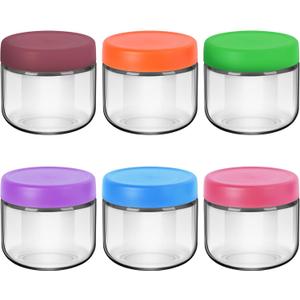 12oz Small Glass Jars for Overnight Oats Salad Yogurt Pudding Cereal Candy Snacks Storage Containers Meal Prep Mason jar with Airtight Lids,6 Pack (Multicolored)
