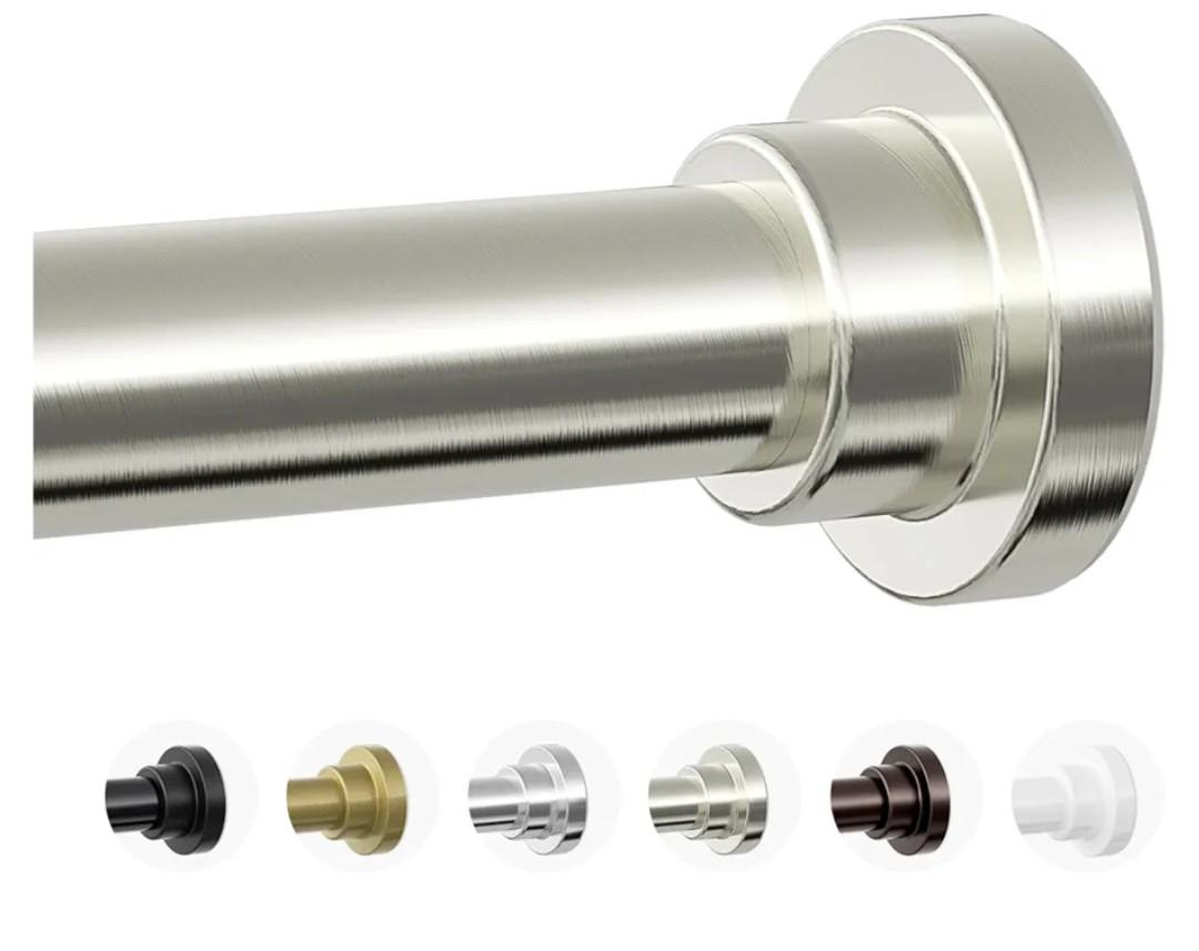 Shower Curtain Rod, 1" Diameter Heavy Duty Tension Shower Rod, Non Slip Adjustable 28-46 inch No Drilling Shower Curtain Rods Spring Tension For Bathroom, Shower Stall, No Rust, Nickel
