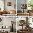 Vintage Bamboo Lamp Shade with Birds and Floral Design, Cylindrical Shape, 30x23cm, Compatible with Table and Floor Lamps (Art Deco B)