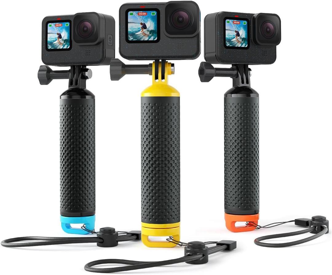Floating Handle Grip Floaty Stick Waterproof Handler Accessory Compatible with GoPro Hero 13, 12, 11, 10, 9, 8, 7, 6, 5, 4, Session, 3+, 3, Hero(2018), Max, DJI Osmo Action Cameras (Yellow)