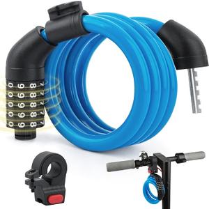 E Scooter Lock, Bike Combination Cable Locks Compatible with Xiaomi M365/Max/GXL/Ninebot/Segway/Motor/Bicycle Lock 4 ft Long/0.472In Scooter Anti-Theft Ideal 4 Digit/12 Steel Cable