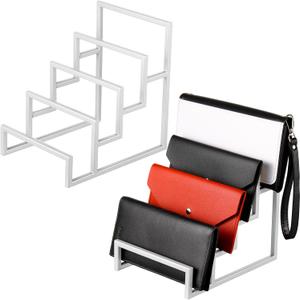 2 Pack Purse Organizer for Closet Display 4 Layer Sliver Riser Stand Clutch Purse Organizer Display Metal Wallet Rack for Handbag Home Retail Boutique Store Supplies