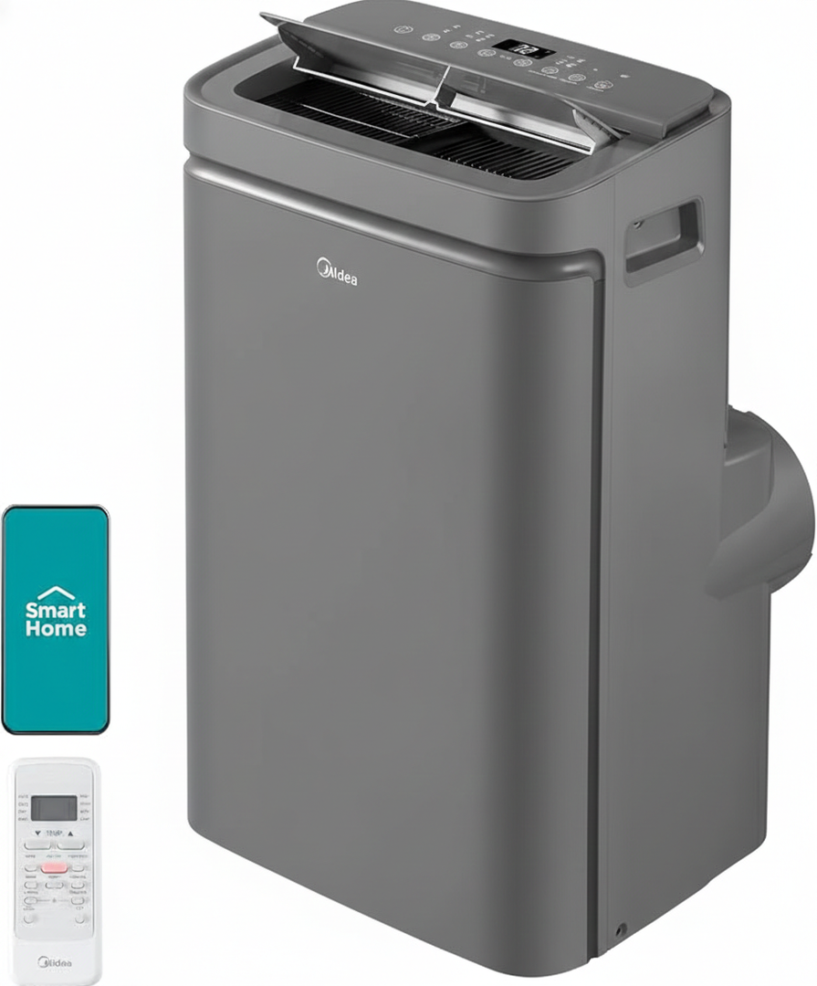 Midea 14,000 BTU ASHRAE (10,000 BTU SACC) Portable Air Conditioner, Cools up to 450 Sq.Ft., with Dehumidifier & Fan mode, Control with Remote, Amazon Alexa & Google Assistant, Easy-to-use and Install