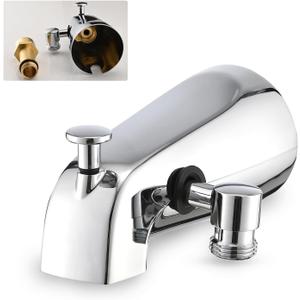 All Metal Tub Spout with Diverter Chrome, Fits Threaded 1/2" or 3/4" IPS, Tub Faucet with Shower Diverter